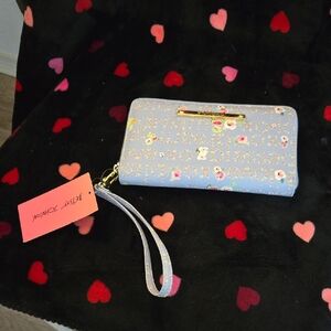 Betsey Johnson Blue Floral Wristlet Wallet